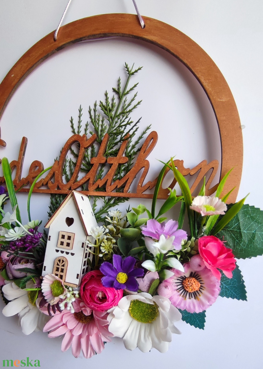Hazaváró tavaszi ajtódísz - Édes otthon virágokkal - otthon & életmód - dekoráció - ajtó- és ablak dekoráció - ajtódísz & kopogtató - Meska.hu
