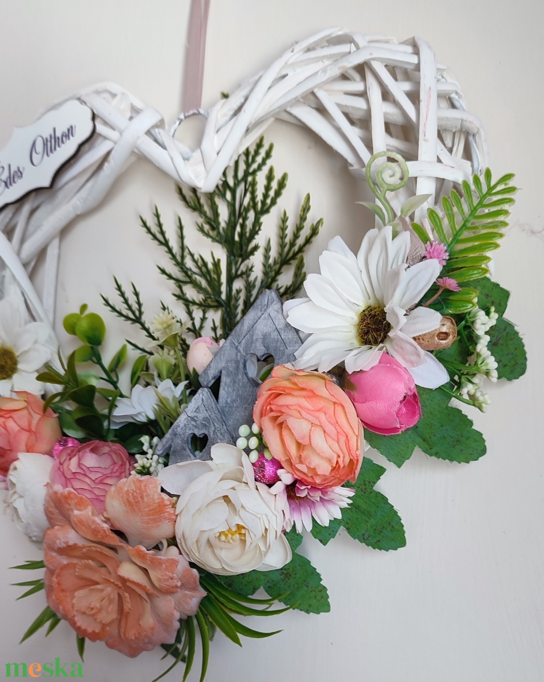 Hazaváró ,szíves -tavasz ajtódísz - otthon & életmód - dekoráció - ajtó- és ablak dekoráció - ajtódísz & kopogtató - Meska.hu