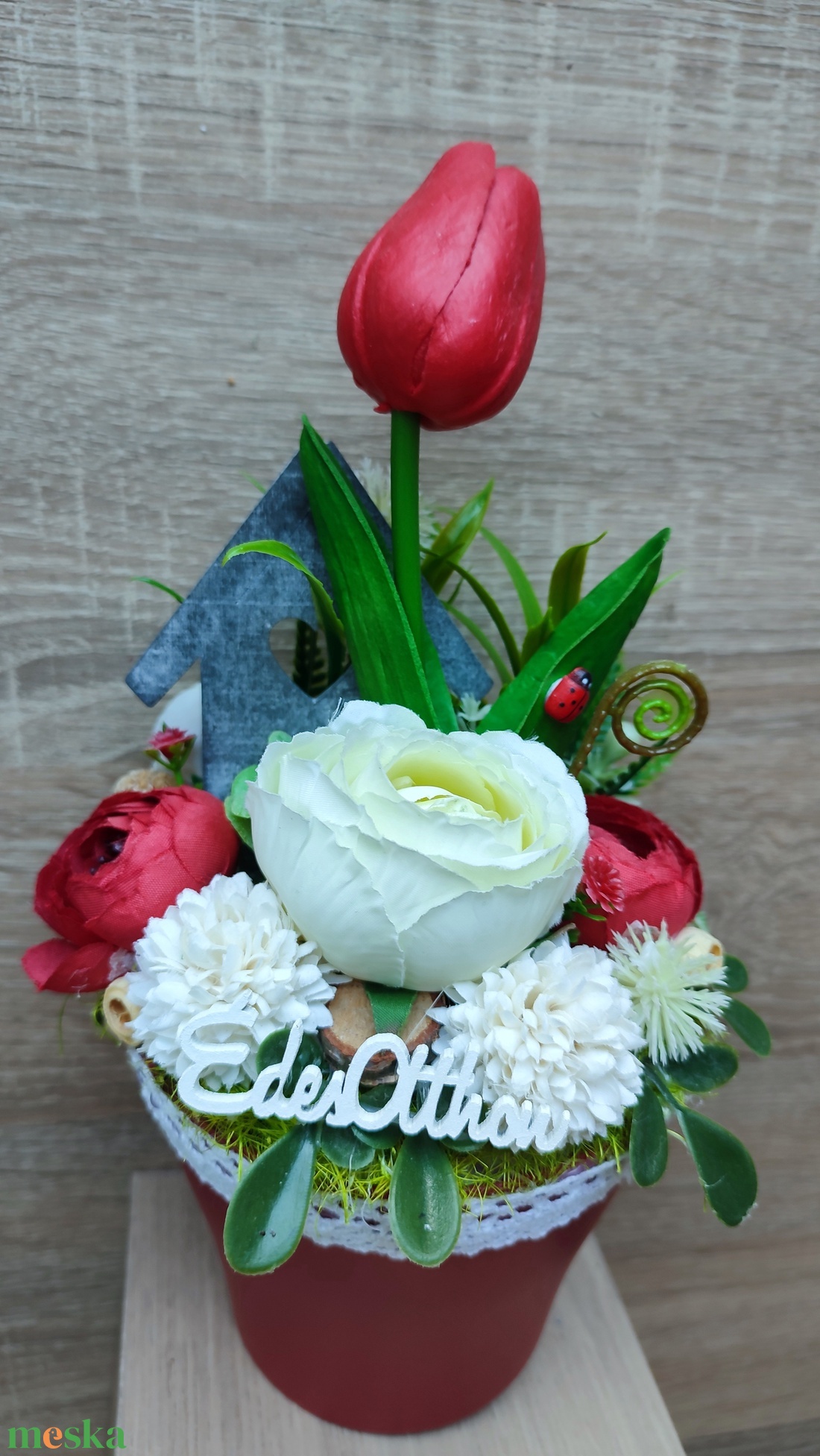 Tavaszi vidám mosolygós kaspós dísz - otthon & életmód - dekoráció - asztal és polc dekoráció - florárium, terrárium - Meska.hu