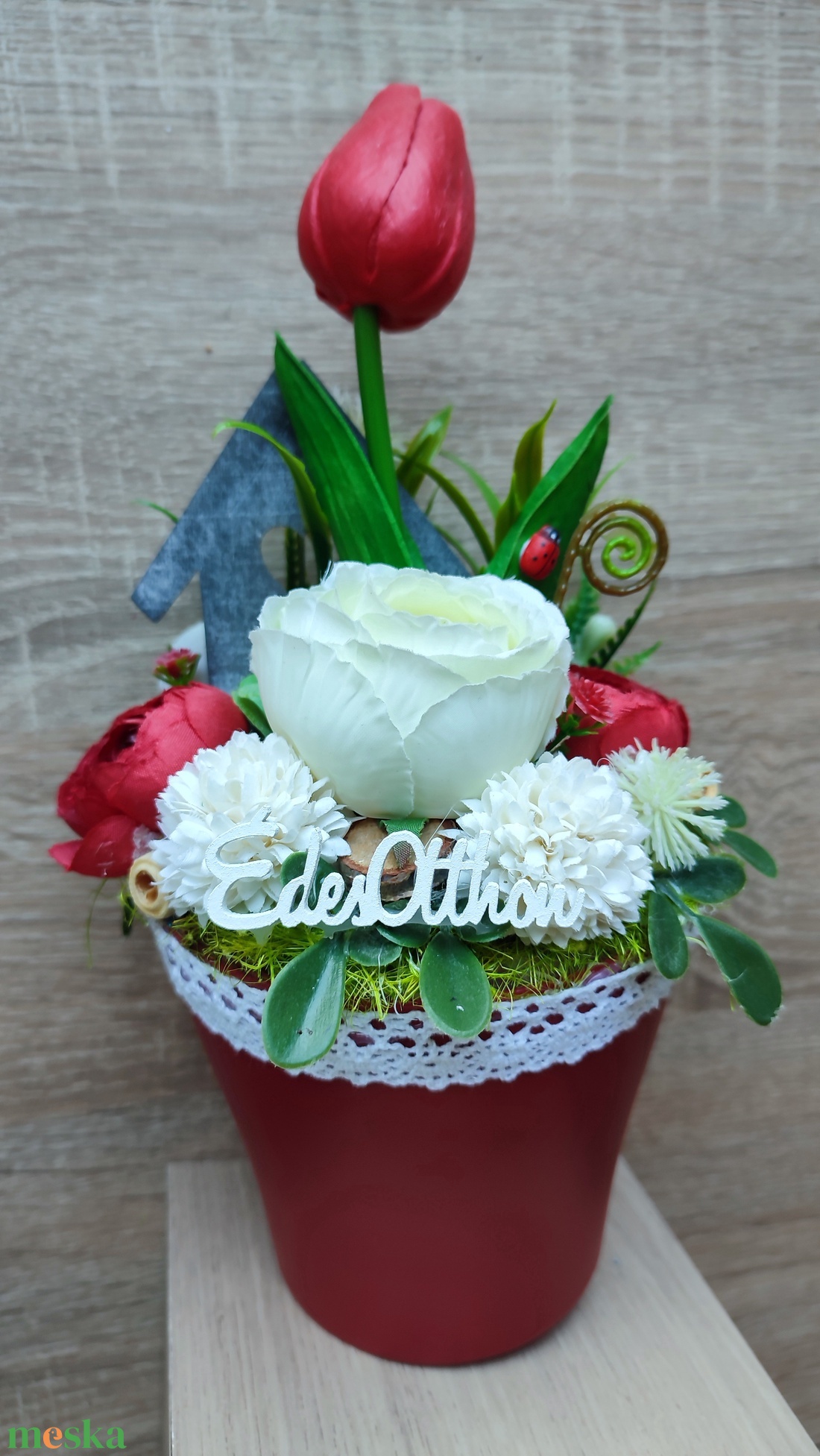 Tavaszi vidám mosolygós kaspós dísz - otthon & életmód - dekoráció - asztal és polc dekoráció - florárium, terrárium - Meska.hu