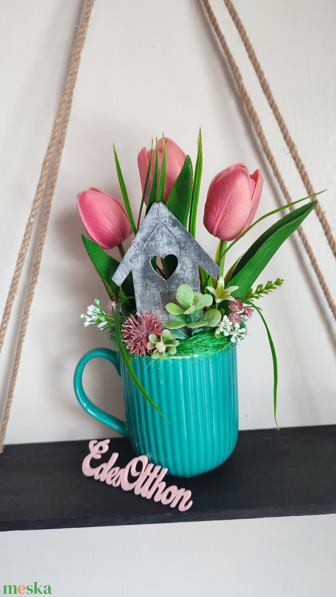 Őzikés bögrés tavaszi dekoráció � Édes Otthon - otthon & életmód - dekoráció - húsvéti asztaldíszek - Meska.hu