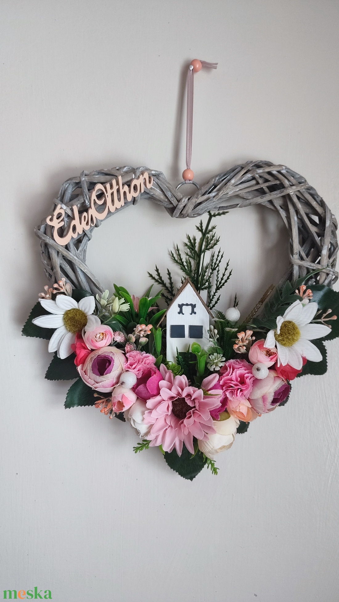 Szív alakú ajtó- és falidísz � Édes Otthon felirattal - otthon & életmód - dekoráció - ajtó- és ablak dekoráció - ajtódísz & kopogtató - Meska.hu