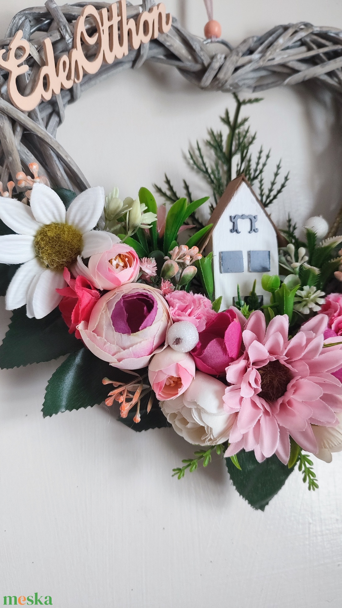 Szív alakú ajtó- és falidísz � Édes Otthon felirattal - otthon & életmód - dekoráció - ajtó- és ablak dekoráció - ajtódísz & kopogtató - Meska.hu