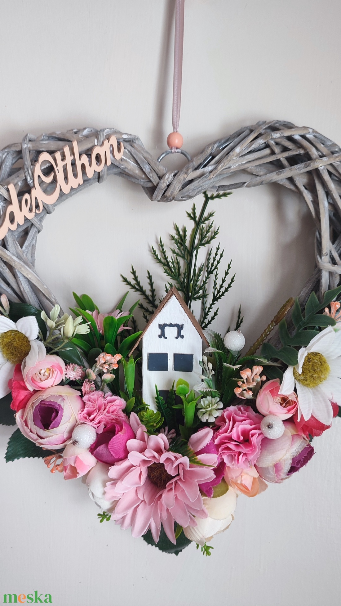 Szív alakú ajtó- és falidísz � Édes Otthon felirattal - otthon & életmód - dekoráció - ajtó- és ablak dekoráció - ajtódísz & kopogtató - Meska.hu