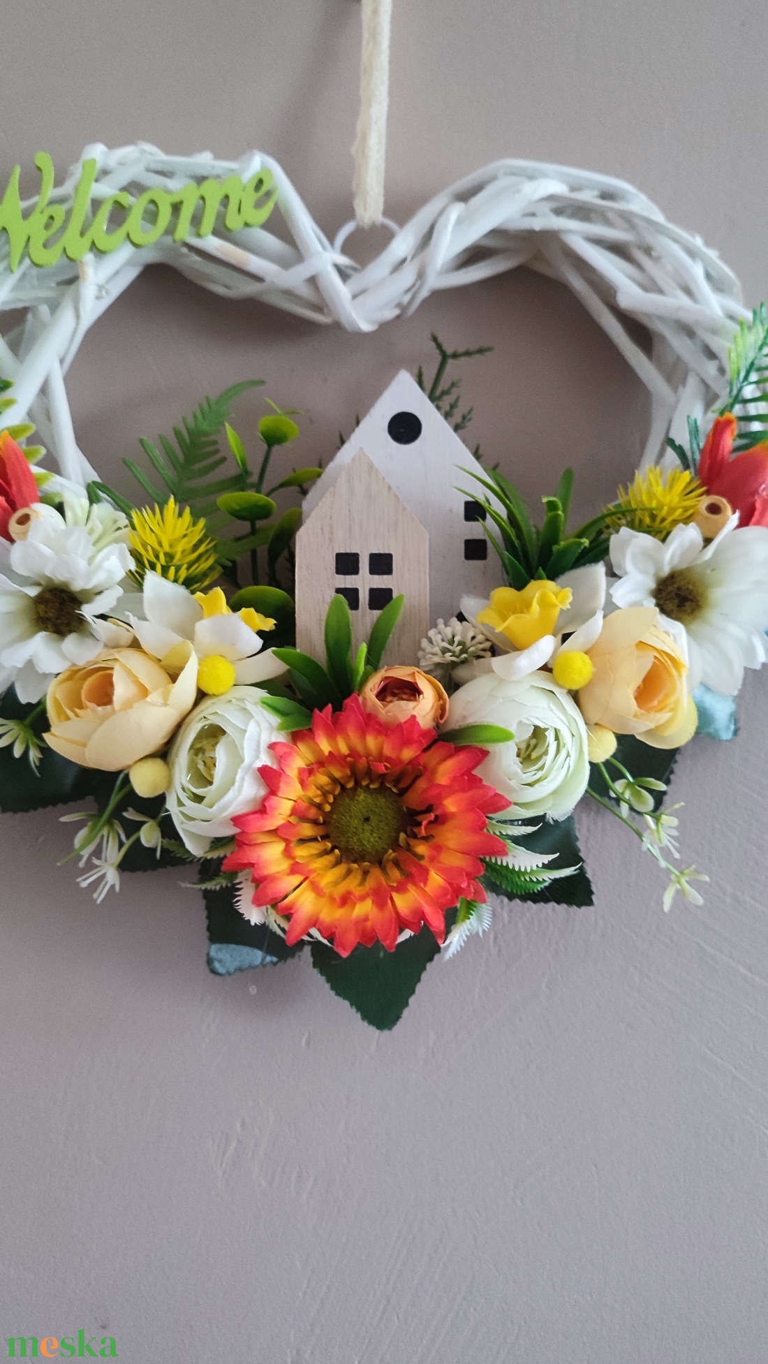 Napfényes, narancs-sárga Welcome ajtódísz - otthon & életmód - dekoráció - ajtó- és ablak dekoráció - ajtódísz & kopogtató - Meska.hu