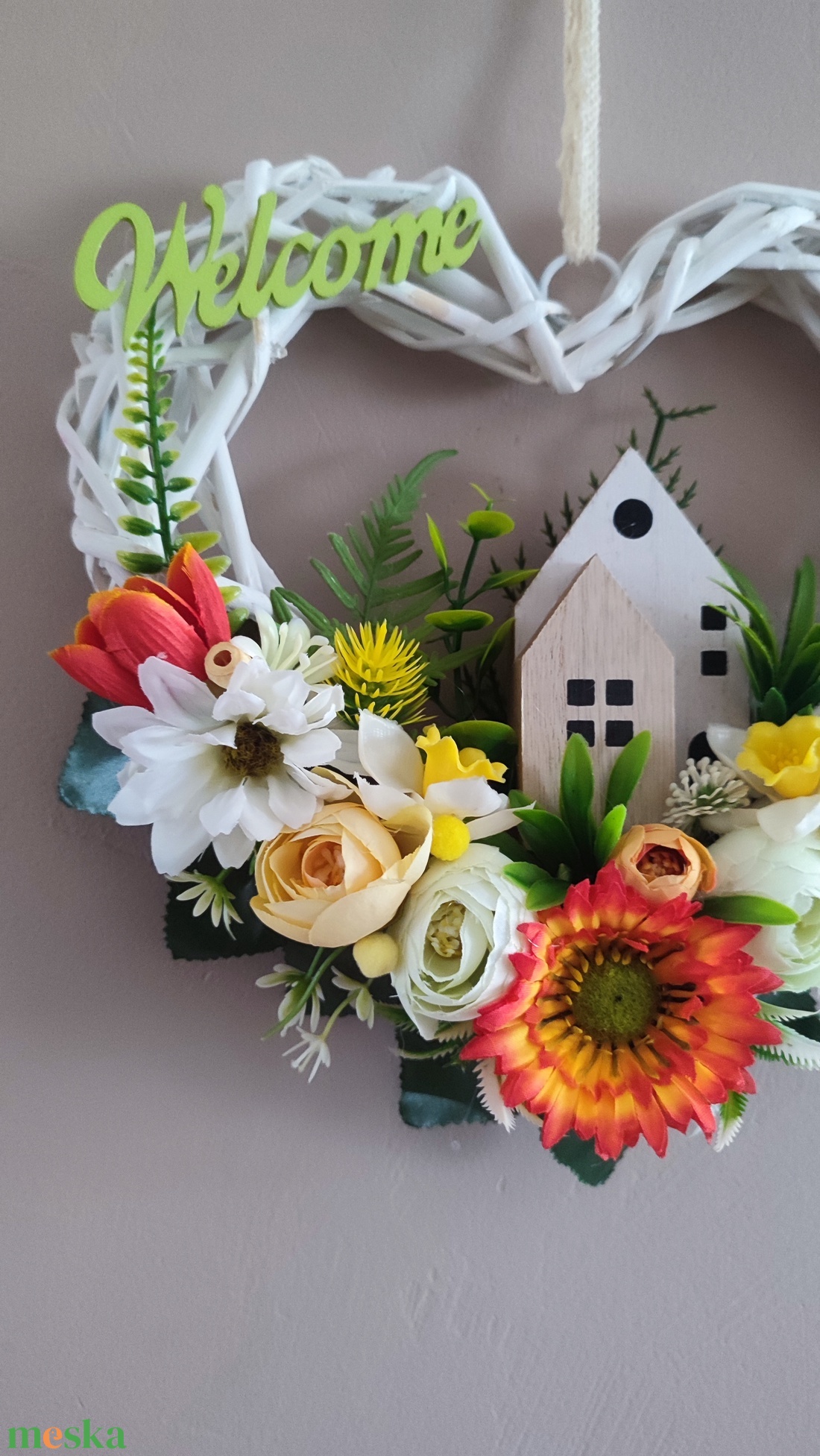 Napfényes, narancs-sárga Welcome ajtódísz - otthon & életmód - dekoráció - ajtó- és ablak dekoráció - ajtódísz & kopogtató - Meska.hu