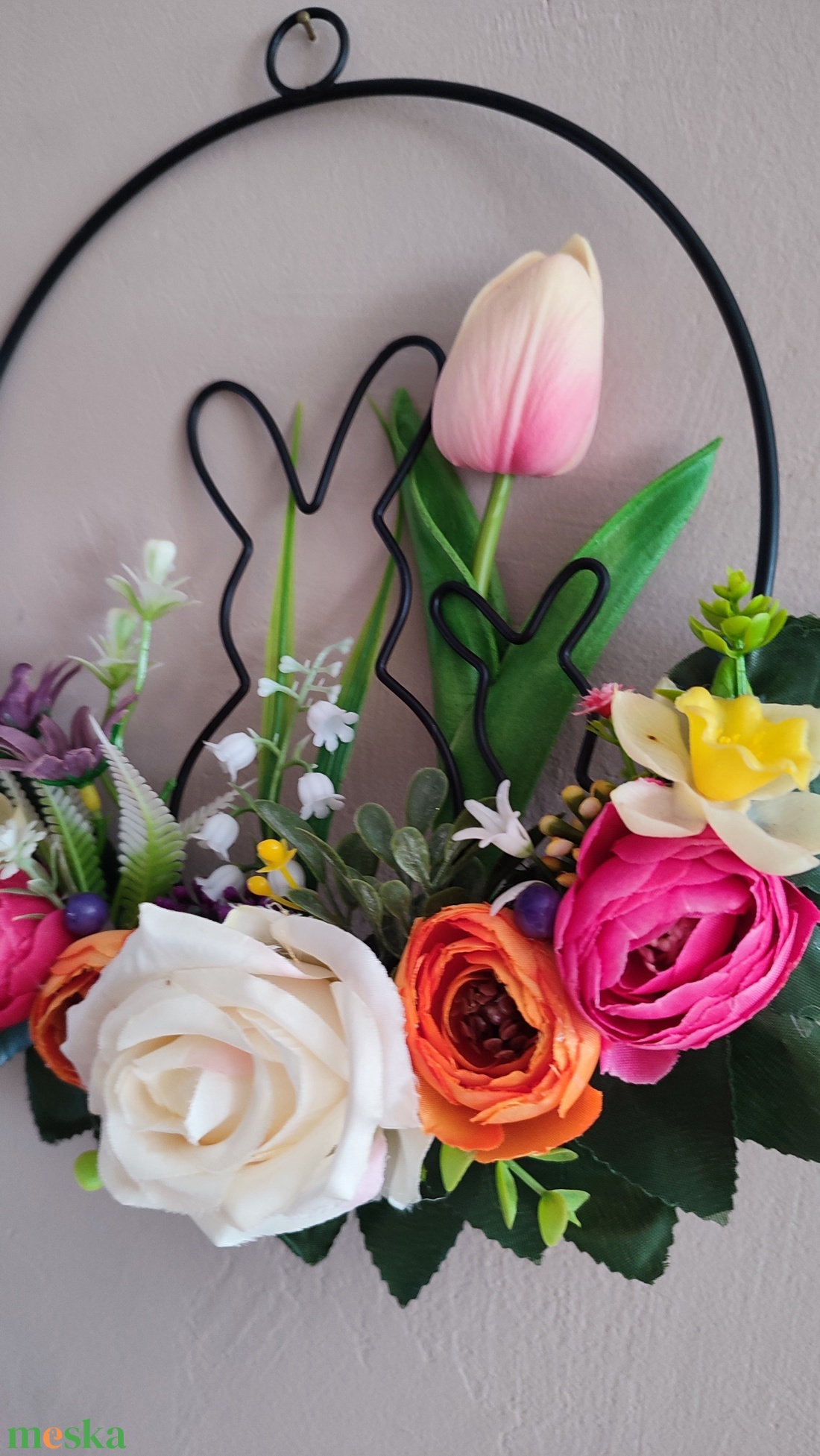 Nyuszis zsongó tavaszi  ajtódísz  - otthon & életmód - dekoráció - ajtó- és ablak dekoráció - ajtódísz & kopogtató - Meska.hu