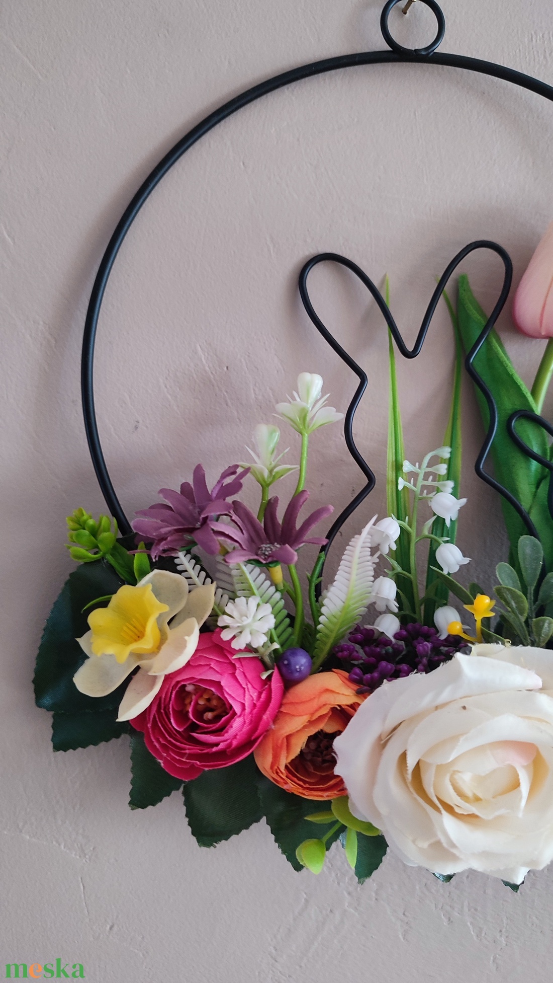 Nyuszis zsongó tavaszi  ajtódísz  - otthon & életmód - dekoráció - ajtó- és ablak dekoráció - ajtódísz & kopogtató - Meska.hu