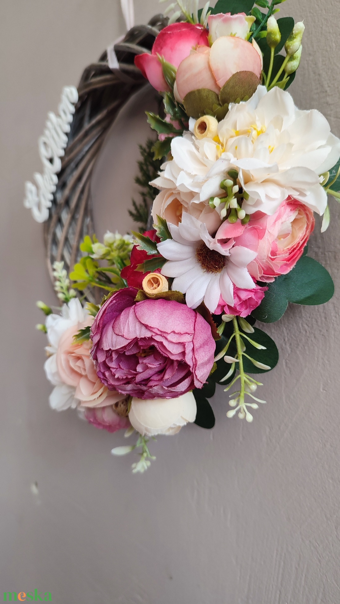 Hazaváró tavaszi romantikus ajtódísz  - otthon & életmód - dekoráció - ajtó- és ablak dekoráció - ajtódísz & kopogtató - Meska.hu