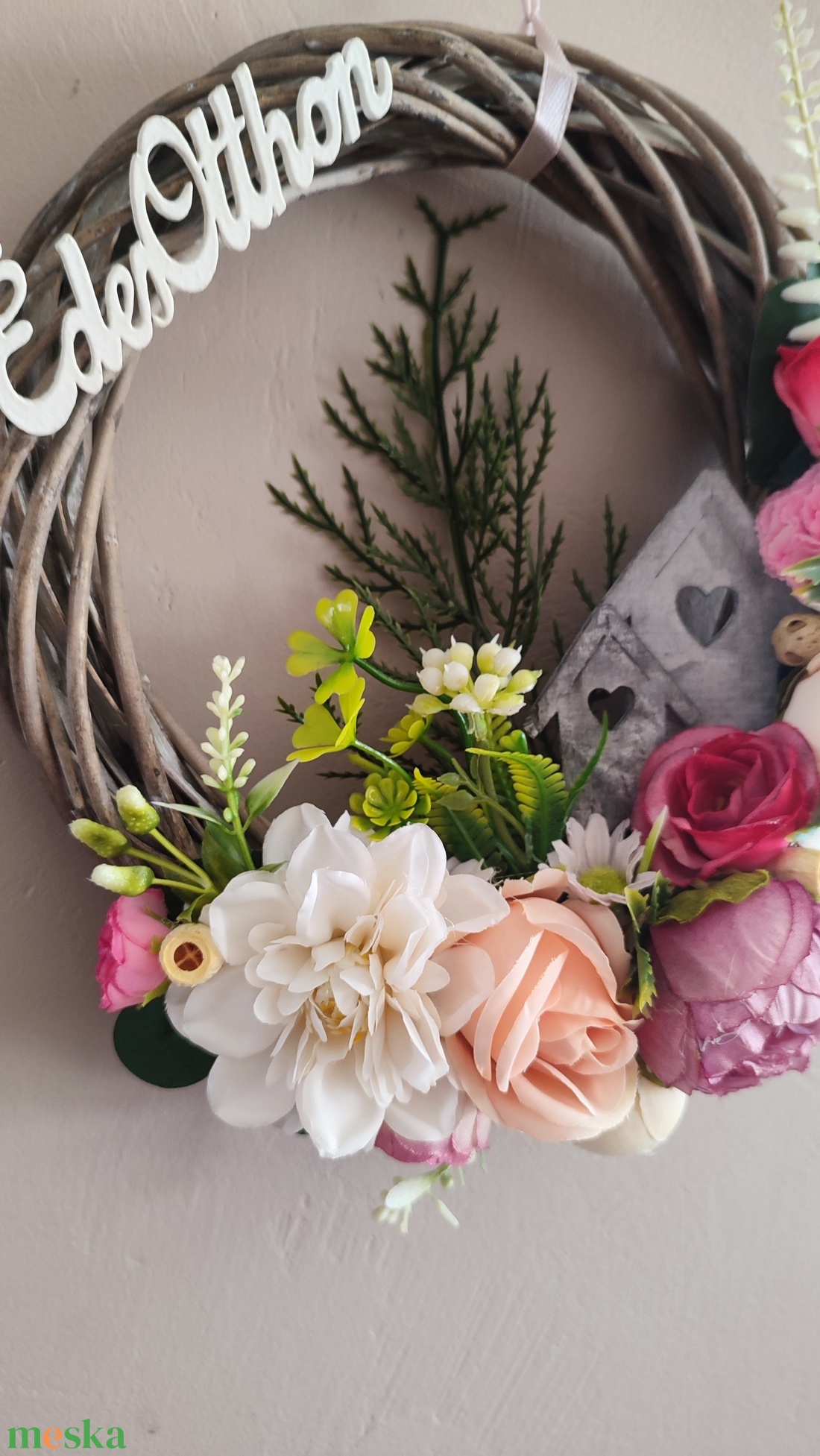 Hazaváró tavaszi romantikus ajtódísz  - otthon & életmód - dekoráció - ajtó- és ablak dekoráció - ajtódísz & kopogtató - Meska.hu