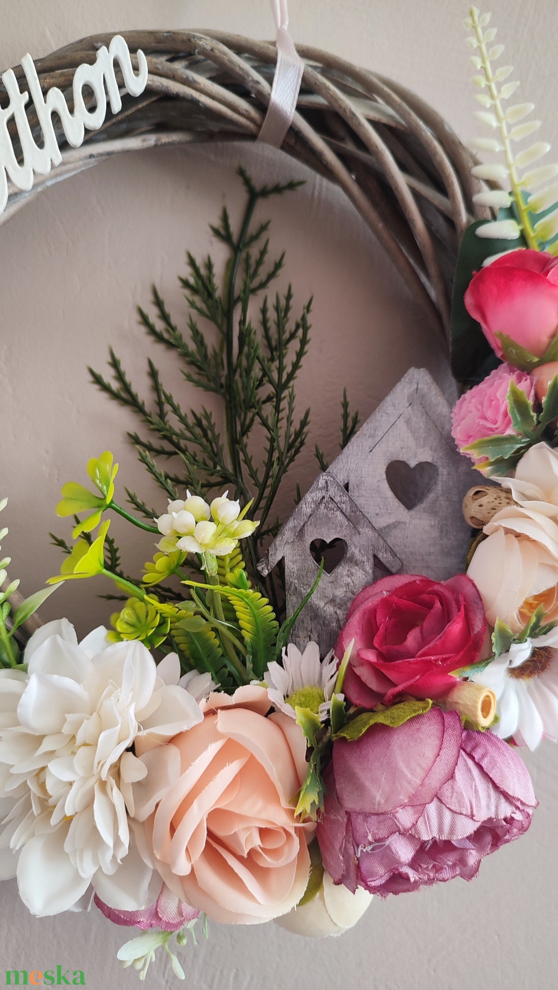 Hazaváró tavaszi romantikus ajtódísz  - otthon & életmód - dekoráció - ajtó- és ablak dekoráció - ajtódísz & kopogtató - Meska.hu