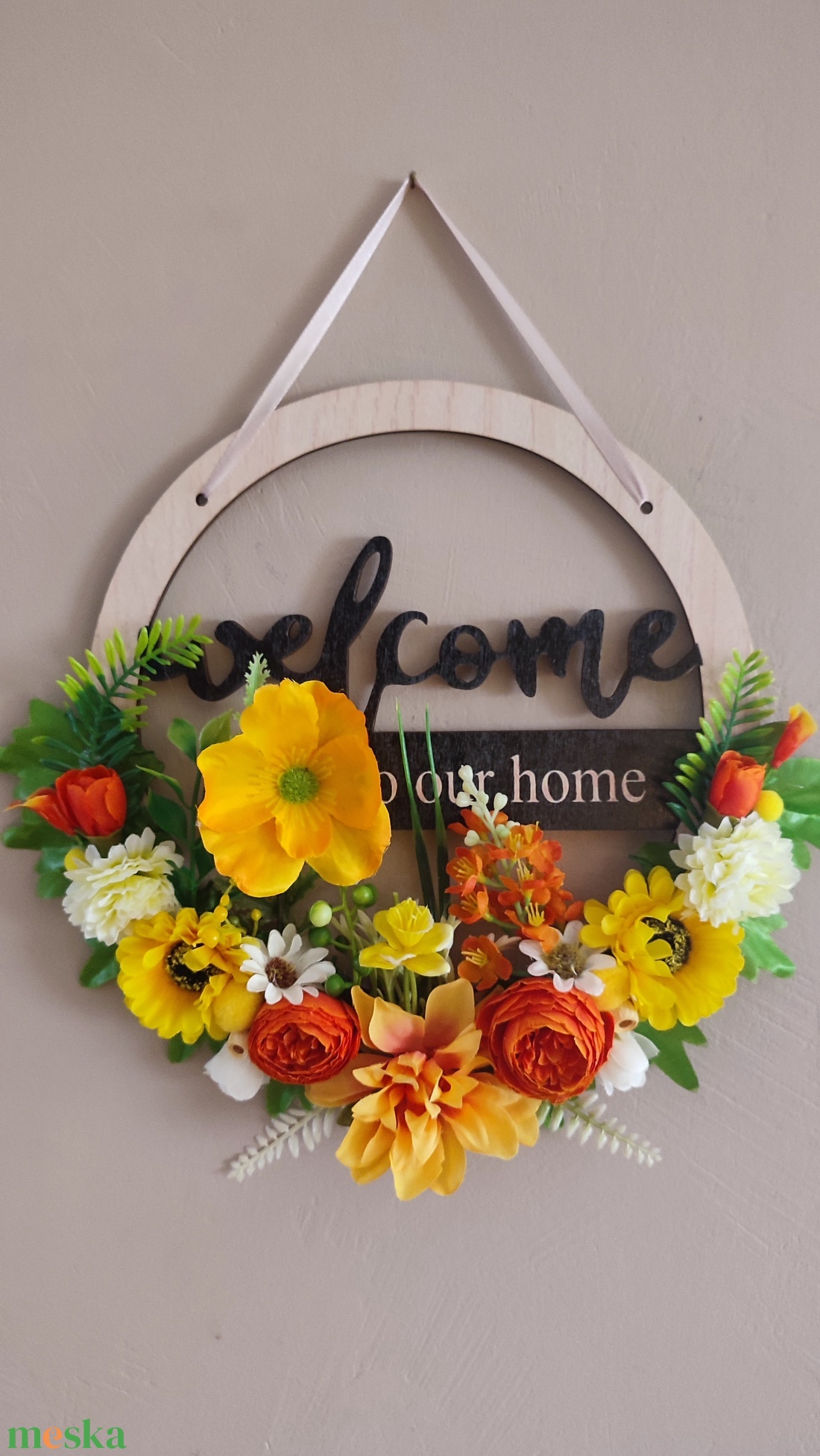 Napsütőtte üdvözlet ajtódísz - otthon & életmód - dekoráció - ajtó- és ablak dekoráció - ajtódísz & kopogtató - Meska.hu