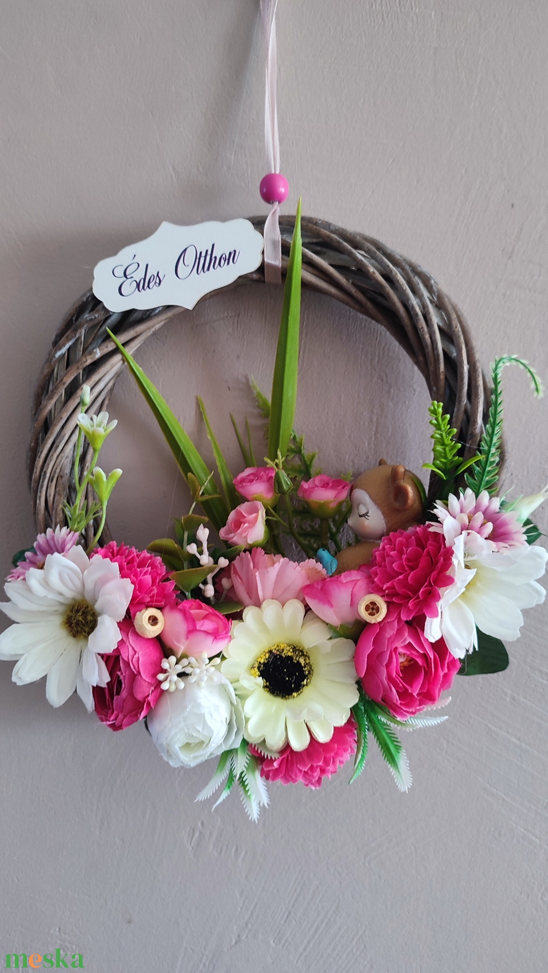 Erdei álom - alvó őzikés tavaszi ajtódísz  - otthon & életmód - dekoráció - ajtó- és ablak dekoráció - ajtódísz & kopogtató - Meska.hu