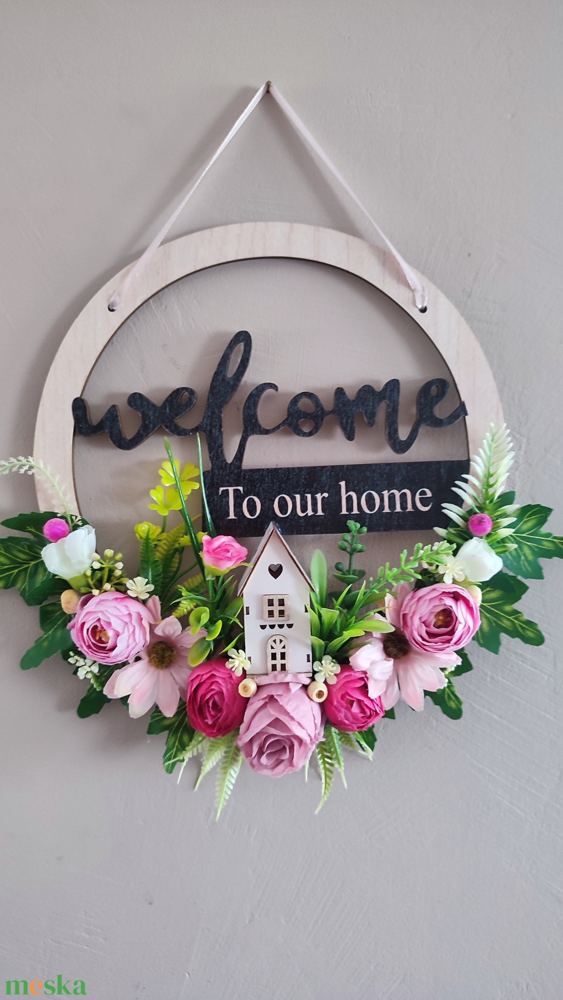 Midern, tavaszi virágos ajtódísz - otthon & életmód - dekoráció - ajtó- és ablak dekoráció - ajtódísz & kopogtató - Meska.hu