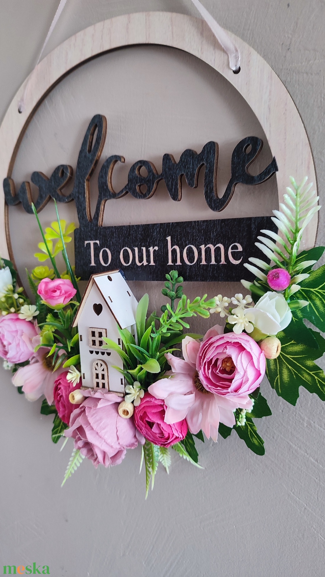 Midern, tavaszi virágos ajtódísz - otthon & életmód - dekoráció - ajtó- és ablak dekoráció - ajtódísz & kopogtató - Meska.hu