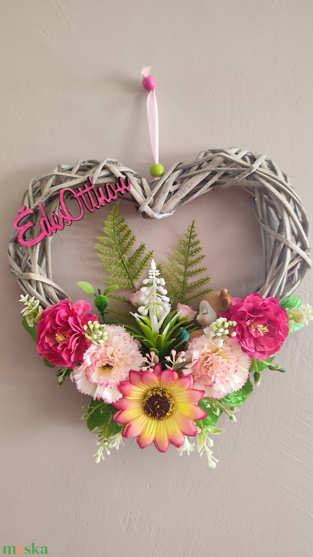 Várlak nyár ! Őzikés virágos ajtódísz  - otthon & életmód - dekoráció - ajtó- és ablak dekoráció - ajtódísz & kopogtató - Meska.hu