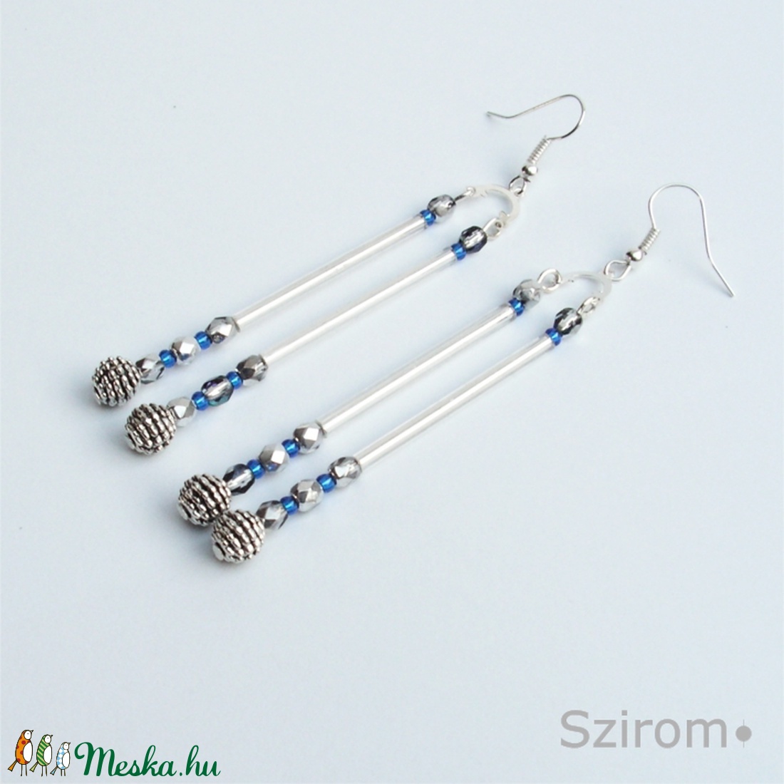 Éjszaka kapuja - kék és ezüst fülbevaló -  - Meska.hu