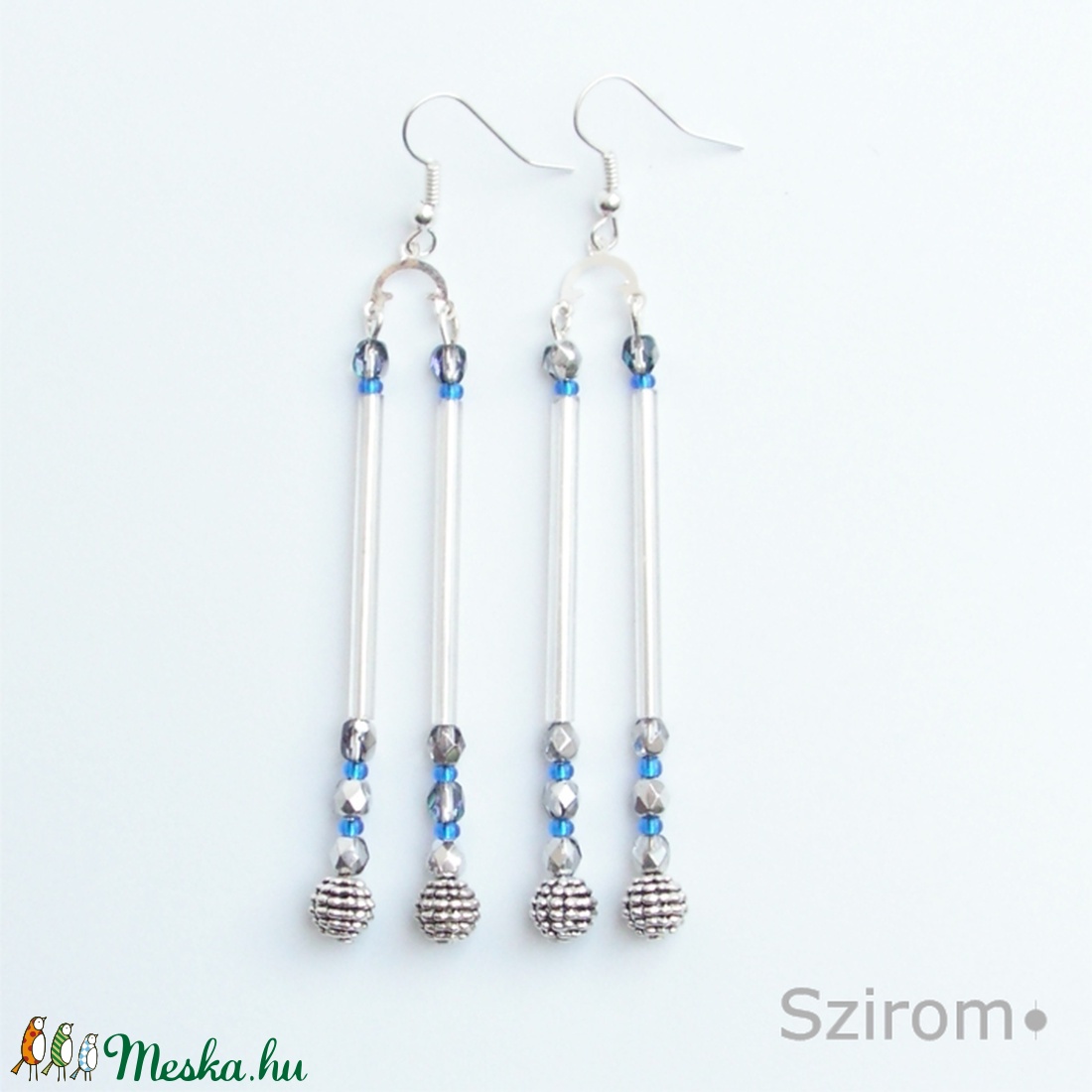 Éjszaka kapuja - kék és ezüst fülbevaló -  - Meska.hu