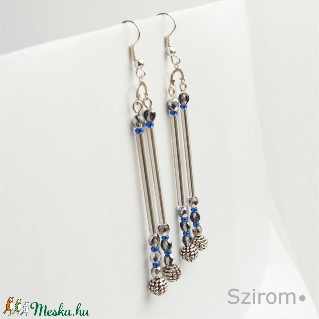Éjszaka kapuja - kék és ezüst fülbevaló -  - Meska.hu