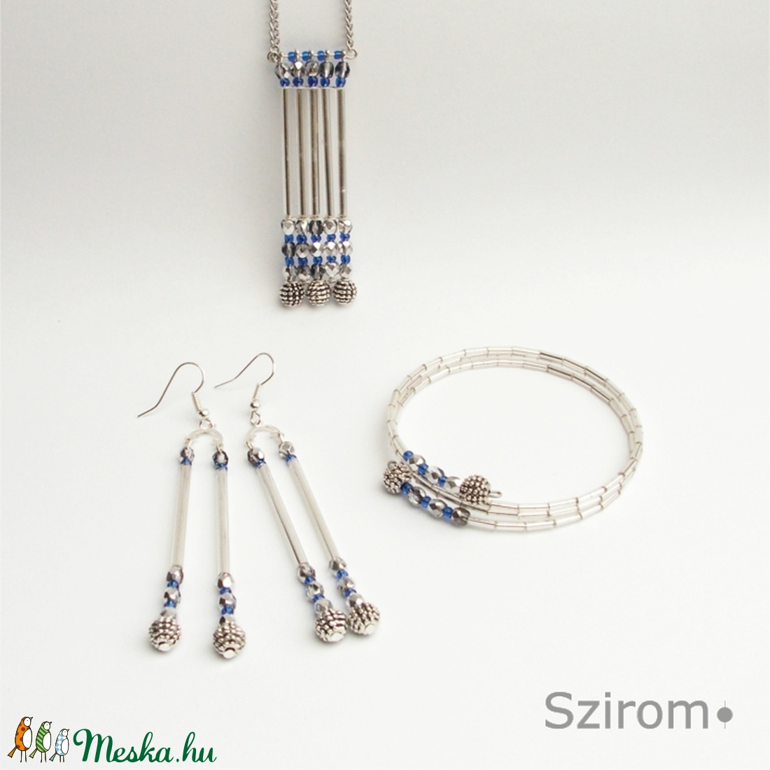 Éjszaka kapuja - kék és ezüst fülbevaló -  - Meska.hu