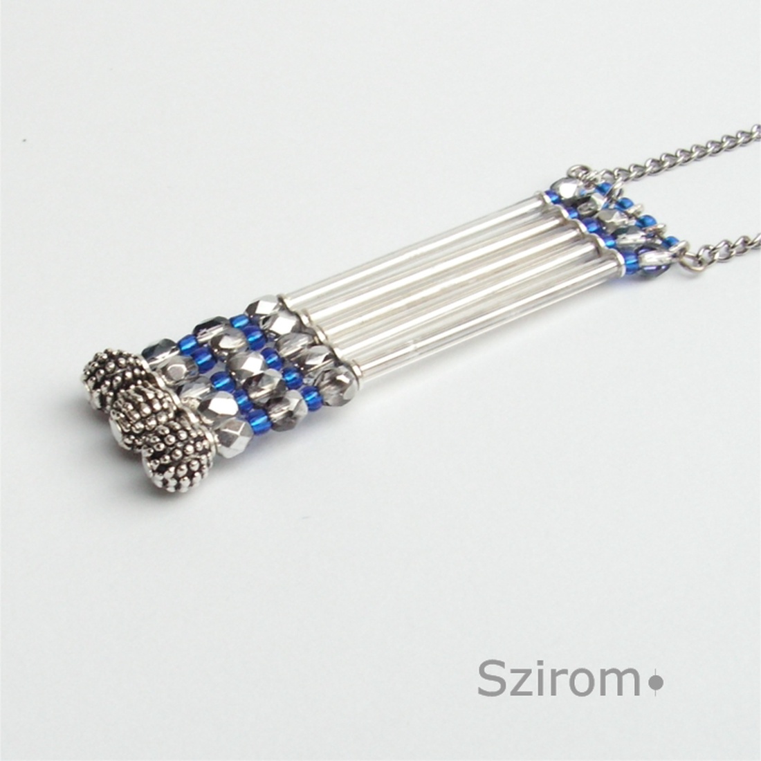 Ezüsteső - nyaklánc ezüst és kék medállal -  - Meska.hu