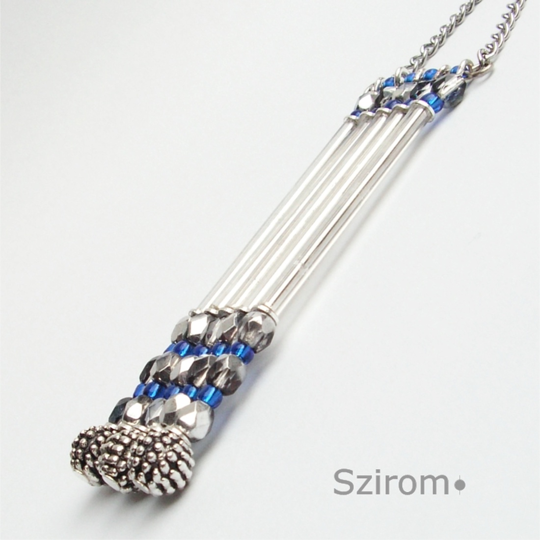 Ezüsteső - nyaklánc ezüst és kék medállal -  - Meska.hu