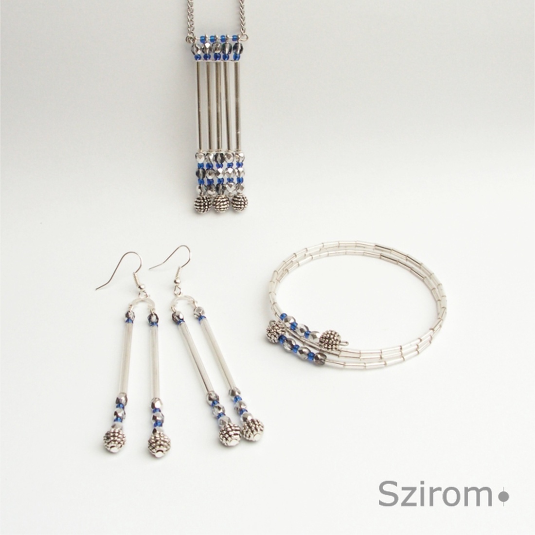 Ezüsteső - nyaklánc ezüst és kék medállal -  - Meska.hu