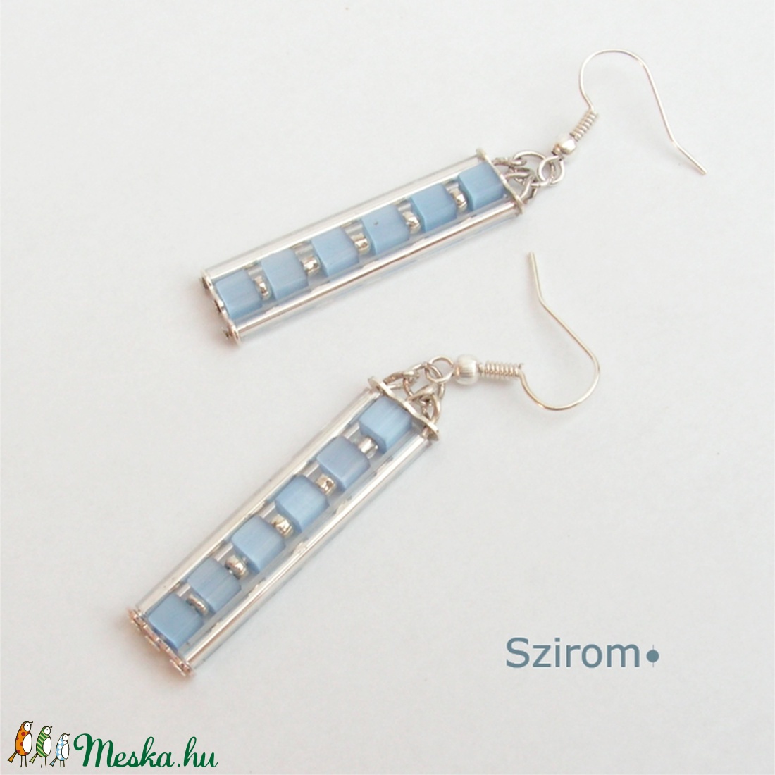 Art déco - fülbevaló kék kockákkal -  - Meska.hu