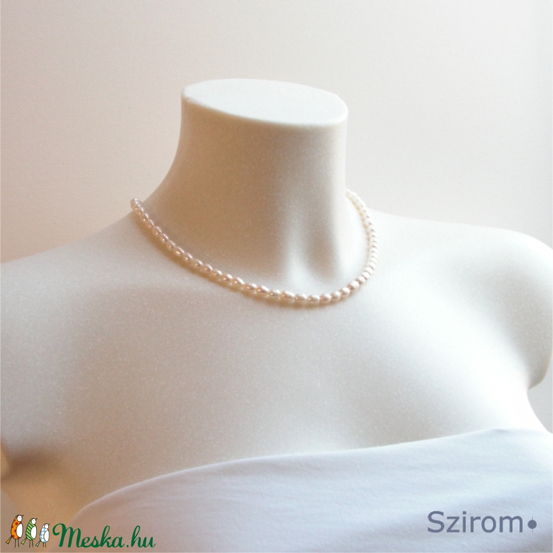 Örök divat - fehér tenyésztett gyöngy nyaklánc -  - Meska.hu