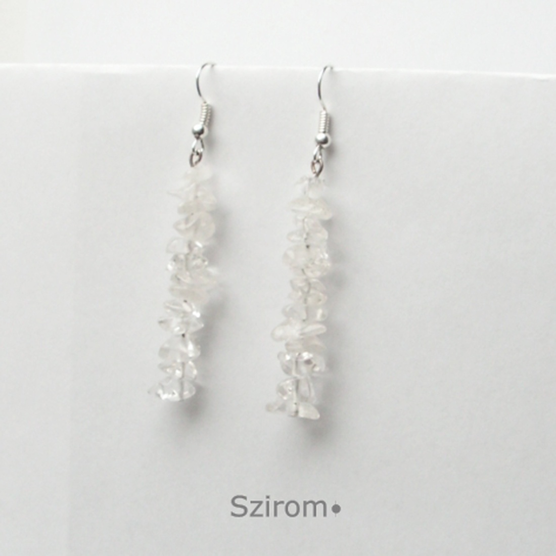 Zúzmara - lógós fülbevaló hegyikristályból -  - Meska.hu