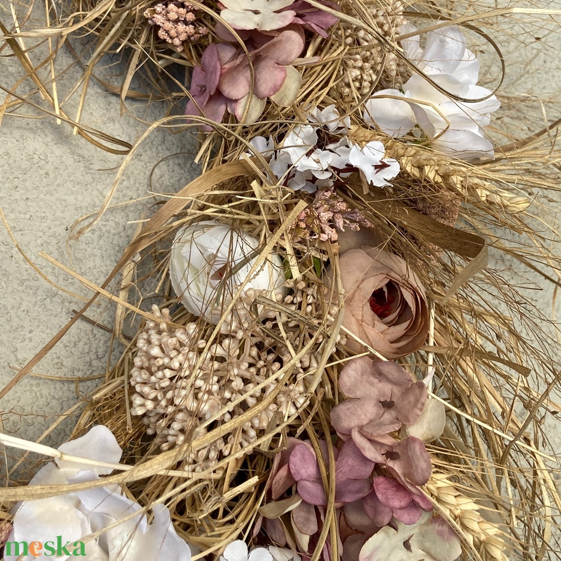Bohém elegancia - kopogtató száraz virágokból - otthon & életmód - virágdekoráció - virágdíszek - dekor koszorúk, kopogtatók - Meska.hu