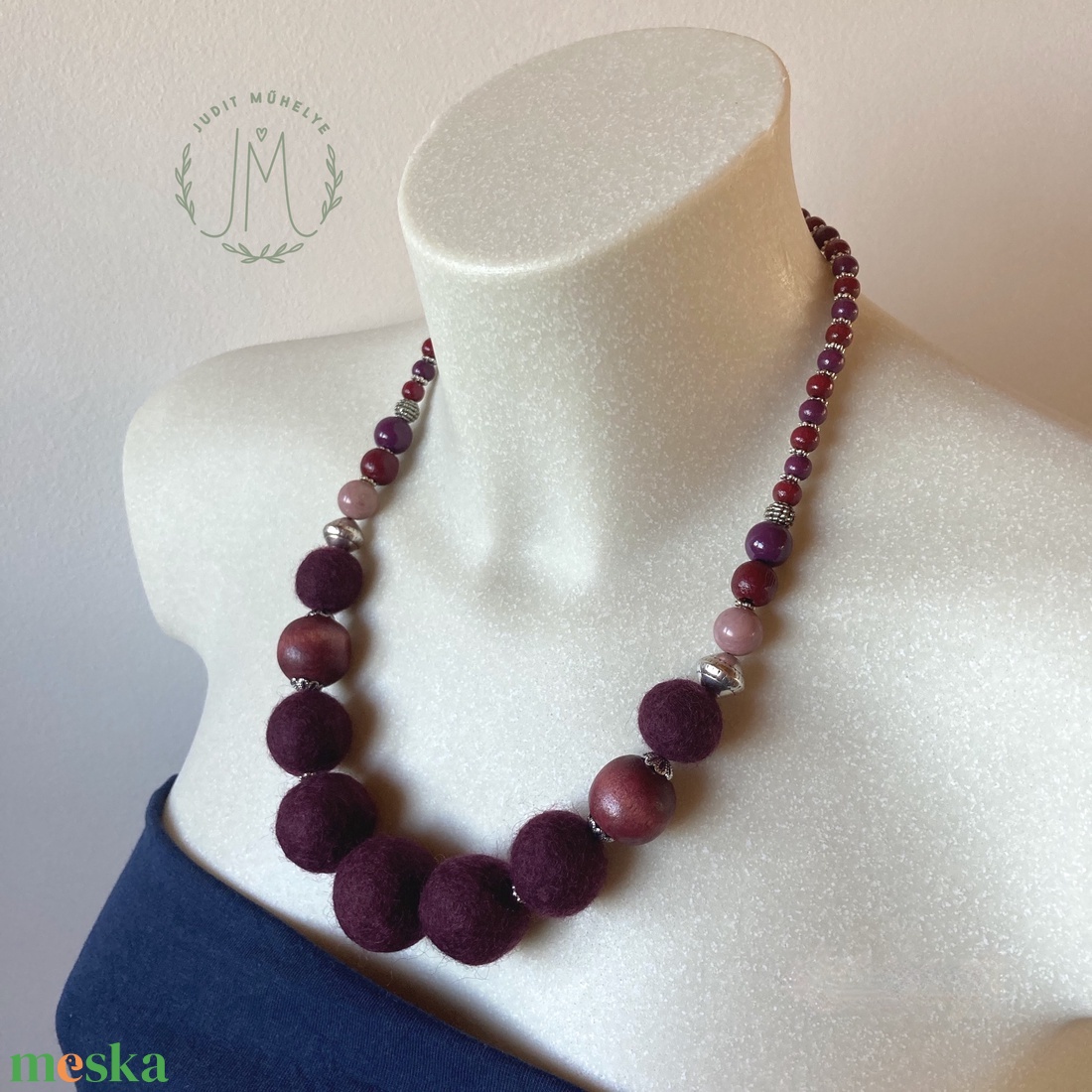 Bordó - ékszer - nyaklánc - gyöngyös nyaklánc - Meska.hu