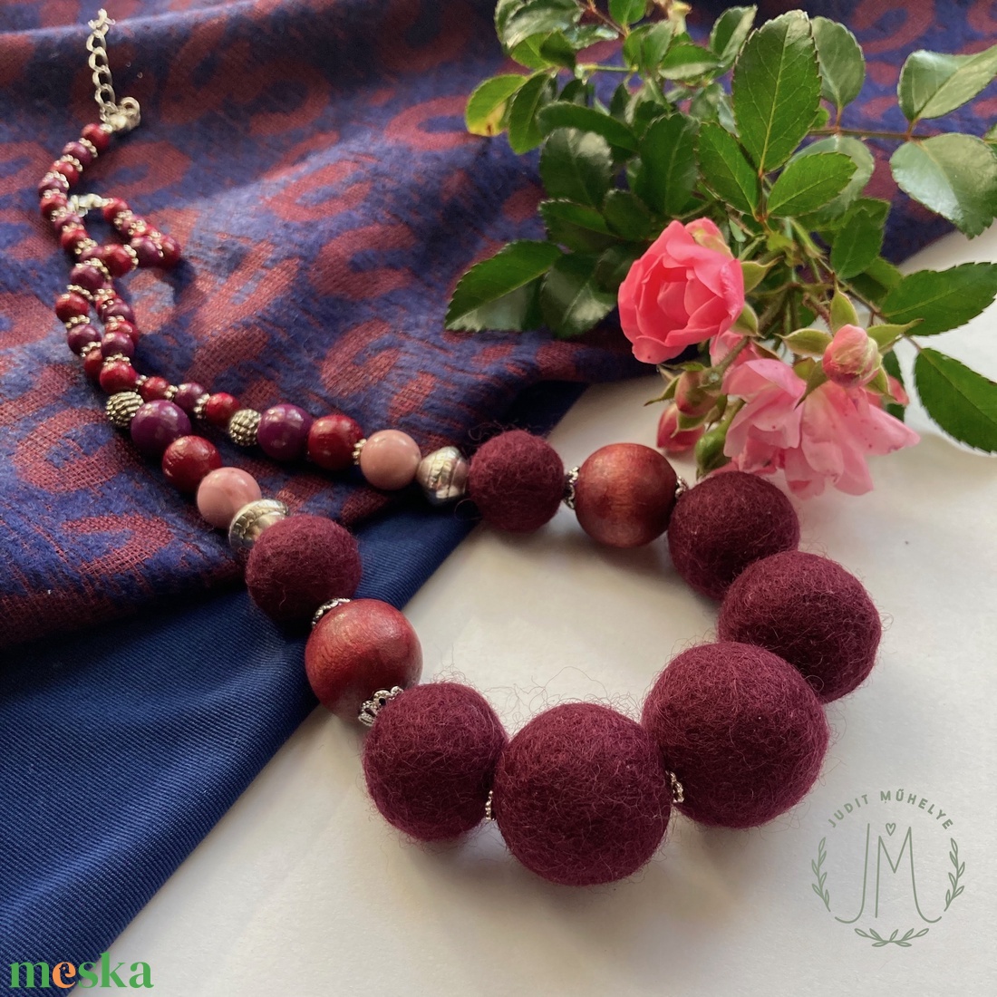 Bordó - ékszer - nyaklánc - gyöngyös nyaklánc - Meska.hu