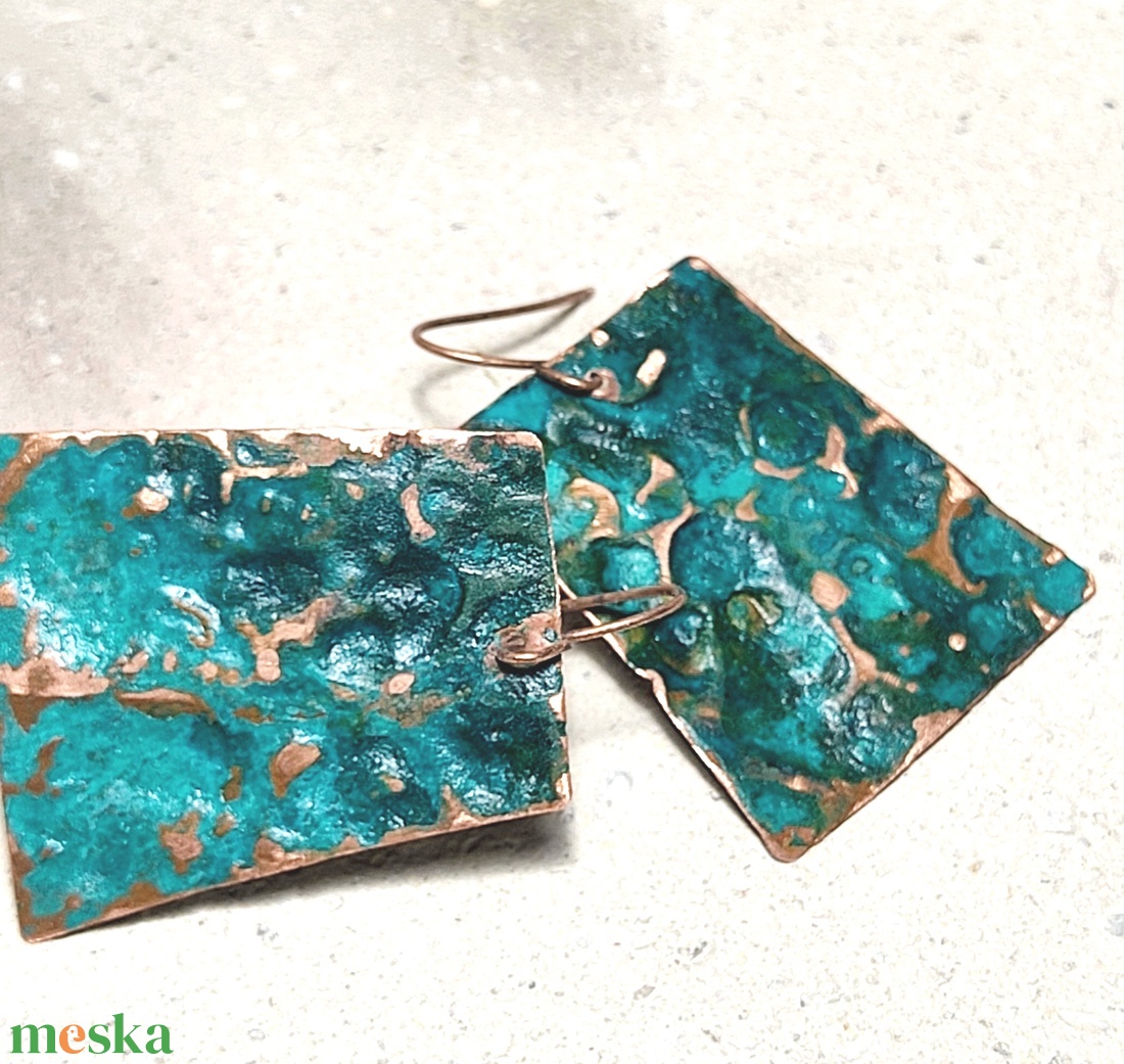 Réz fülbevaló  - ékszer - fülbevaló - lógó fülbevaló - Meska.hu