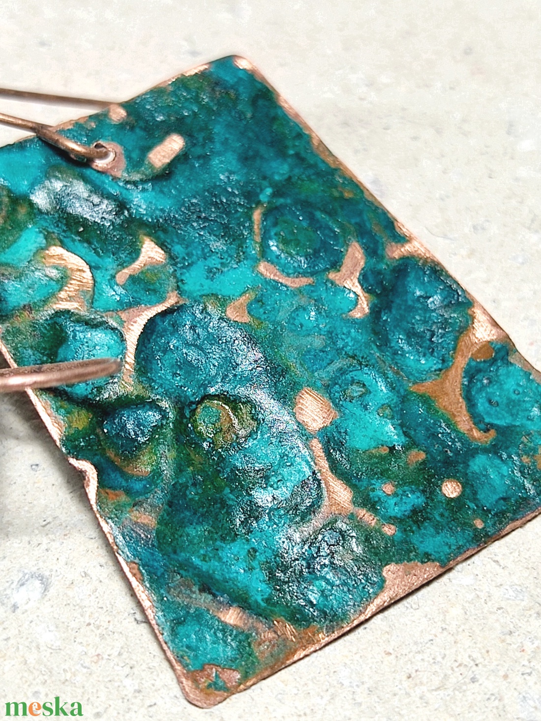 Réz fülbevaló  - ékszer - fülbevaló - lógó fülbevaló - Meska.hu