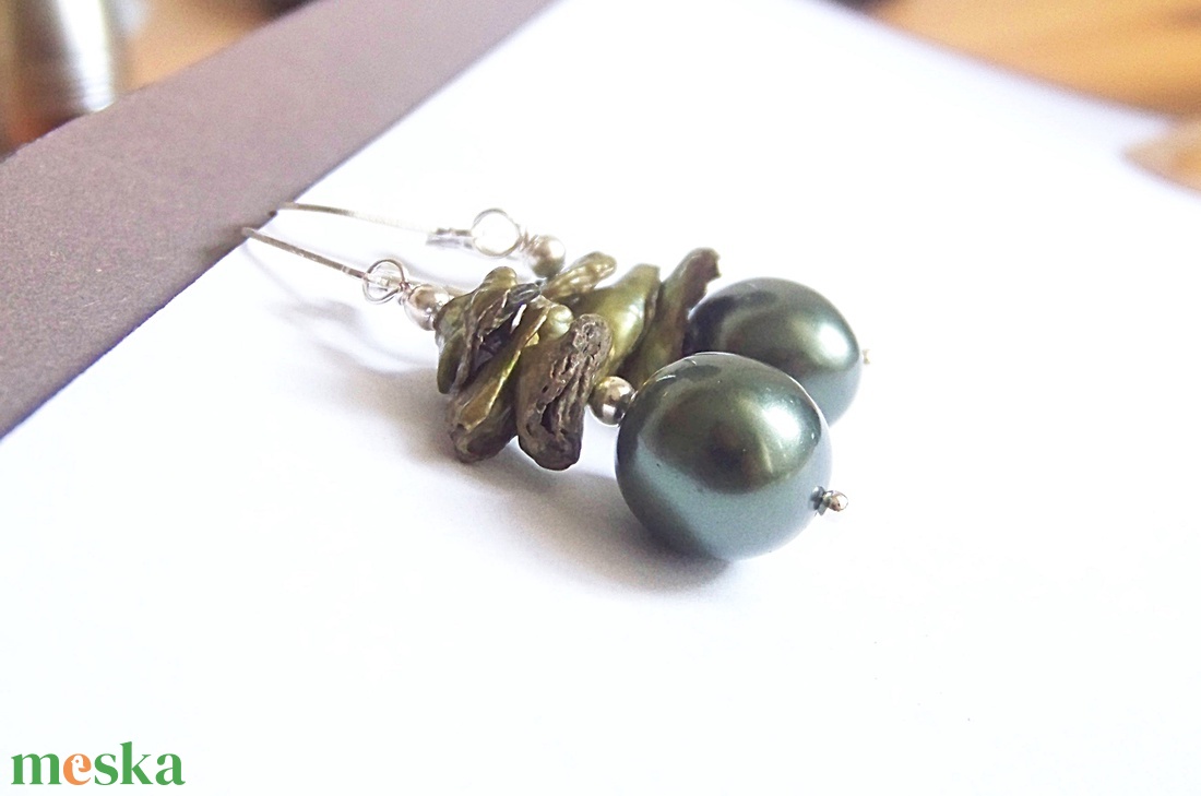 Moha és páfrány :) - shell pearl és keshi gyöngyös fülbevaló - ékszer - fülbevaló - lógó fülbevaló - Meska.hu Moha és páfrány :) - shell pearl és keshi gyöngyös fülbevaló - ékszer - fülbevaló - lógó fülbevaló - Meska.hu