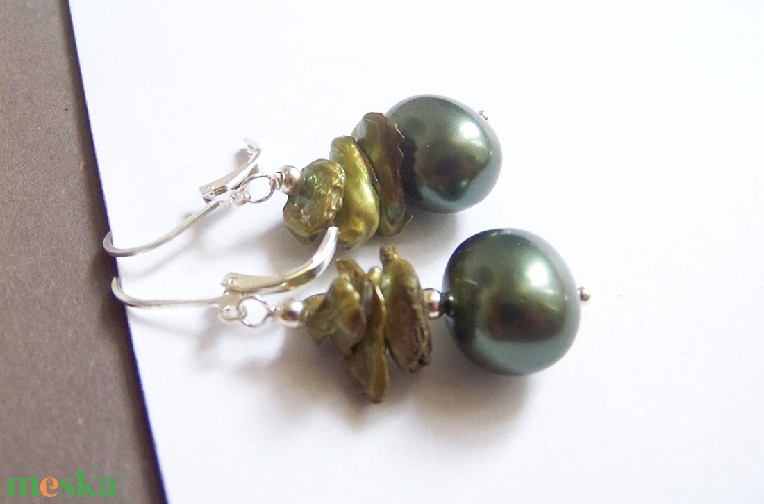 Moha és páfrány :) - shell pearl és keshi gyöngyös fülbevaló - ékszer - fülbevaló - lógó fülbevaló - Meska.hu Moha és páfrány :) - shell pearl és keshi gyöngyös fülbevaló - ékszer - fülbevaló - lógó fülbevaló - Meska.hu