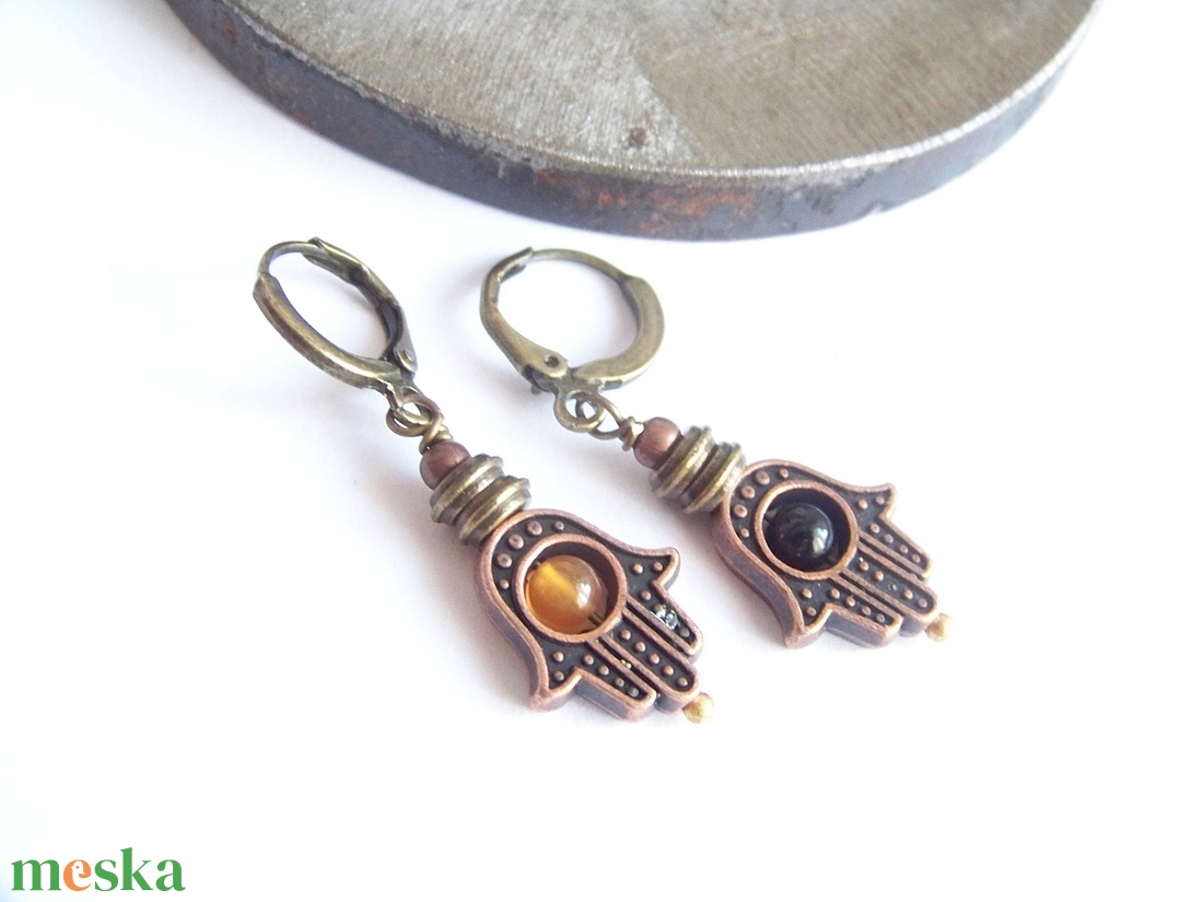 Hamsa keze :) - bronz fülbevaló - ékszer - fülbevaló - lógó fülbevaló - Meska.hu Hamsa keze :) - bronz fülbevaló - ékszer - fülbevaló - lógó fülbevaló - Meska.hu