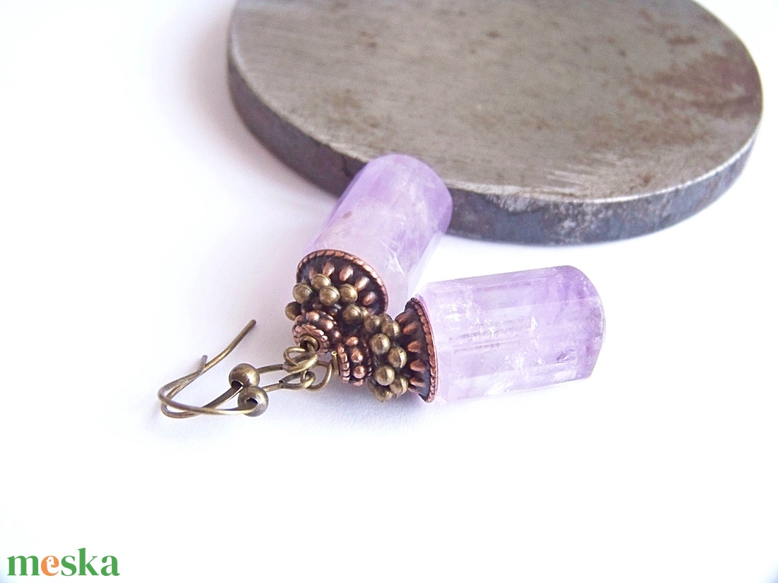 Ametiszt fülbevaló - ékszer - fülbevaló - lógó fülbevaló - Meska.hu