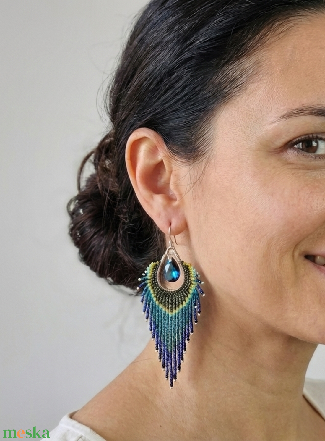 Páva tánca fülbevaló  - ékszer - fülbevaló - lógó fülbevaló - Meska.hu