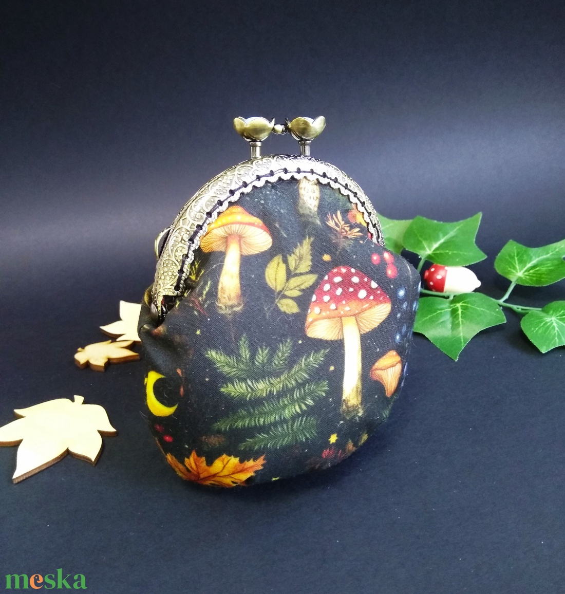 Egyedi kézzel készített kapcsos tárca-erdei hangulatban - táska & tok - pénztárca & más tok - pénztárca - női pénztárca - Meska.hu