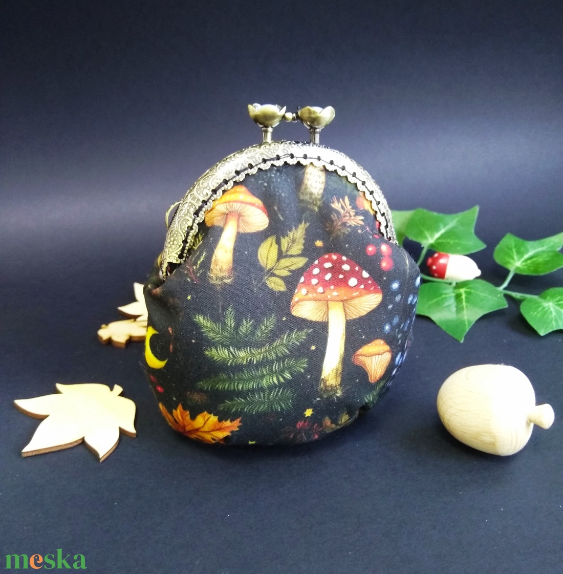 Egyedi kézzel készített kapcsos tárca-erdei hangulatban - táska & tok - pénztárca & más tok - pénztárca - női pénztárca - Meska.hu