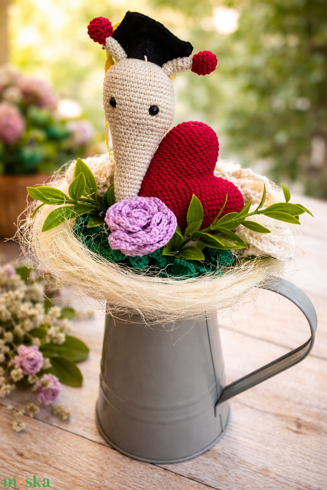 Ballagási csiga csokor � horgolt rózsákkal, egyedi kézműves ajándék - otthon & életmód - virágdekoráció - virágok - virágcsokor - Meska.hu