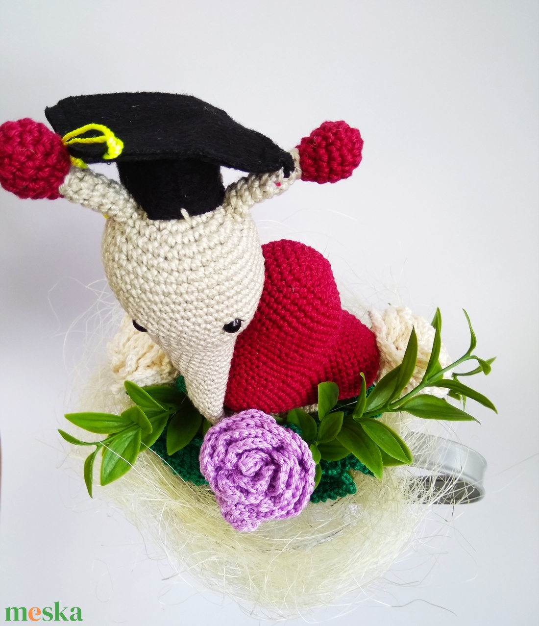 Ballagási csiga csokor � horgolt rózsákkal, egyedi kézműves ajándék - otthon & életmód - virágdekoráció - virágok - virágcsokor - Meska.hu