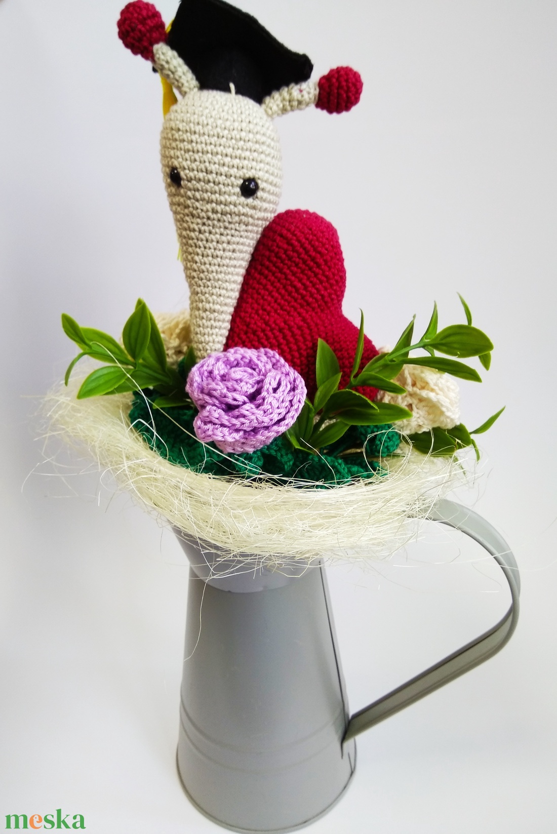 Ballagási csiga csokor � horgolt rózsákkal, egyedi kézműves ajándék - otthon & életmód - virágdekoráció - virágok - virágcsokor - Meska.hu