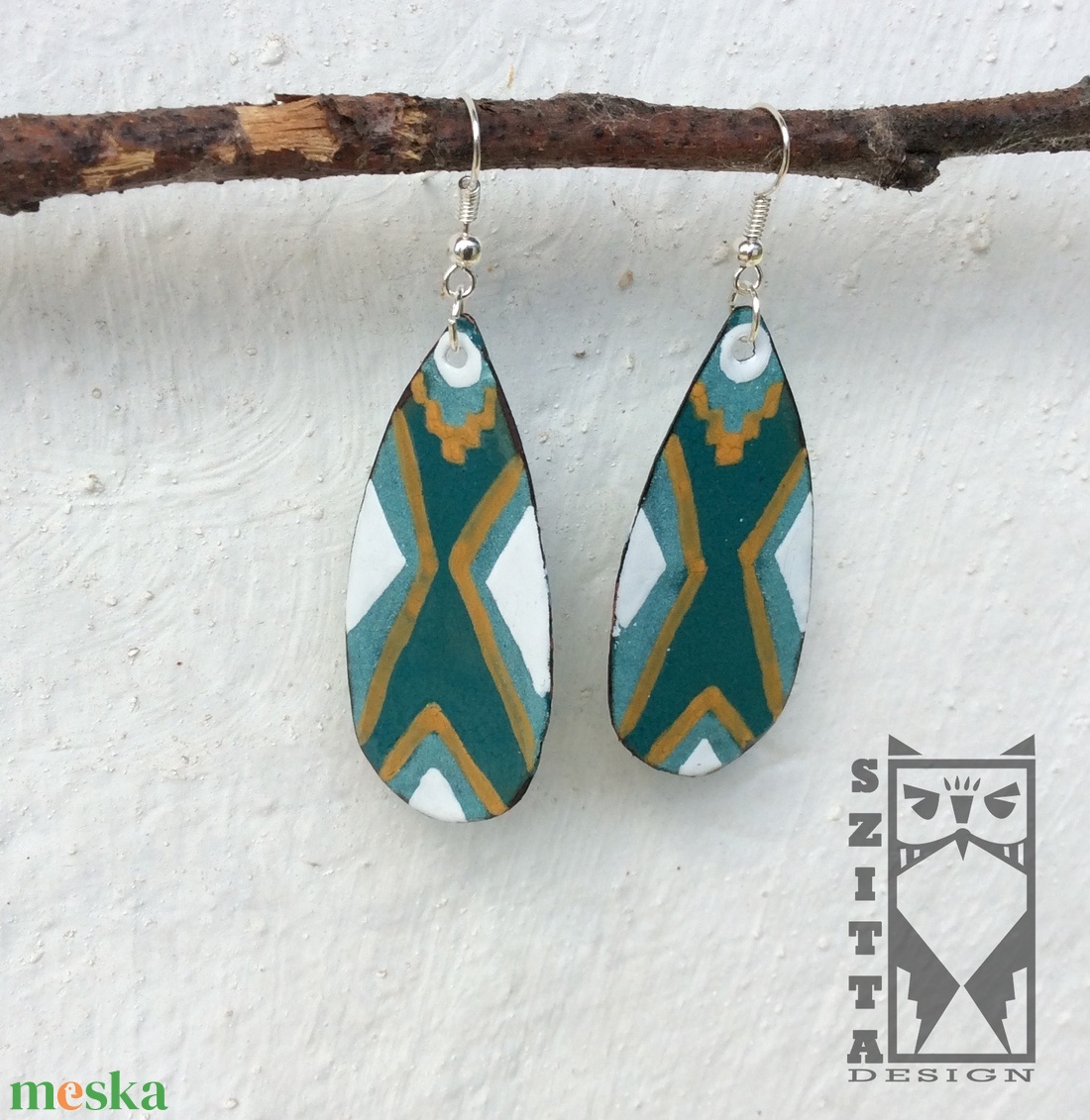 Tűzzománc fülbevaló - ékszer - fülbevaló - lógó fülbevaló - Meska.hu