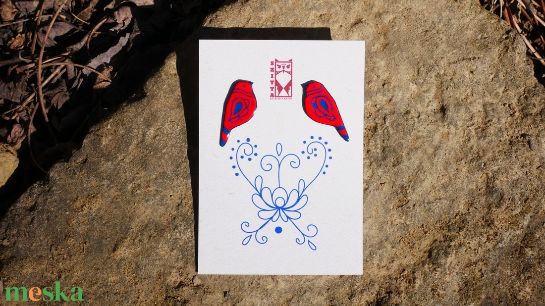 Piros-kék Matyó Madár - ékszer - fülbevaló - pötty fülbevaló - Meska.hu Piros-kék Matyó Madár - ékszer - fülbevaló - pötty fülbevaló - Meska.hu