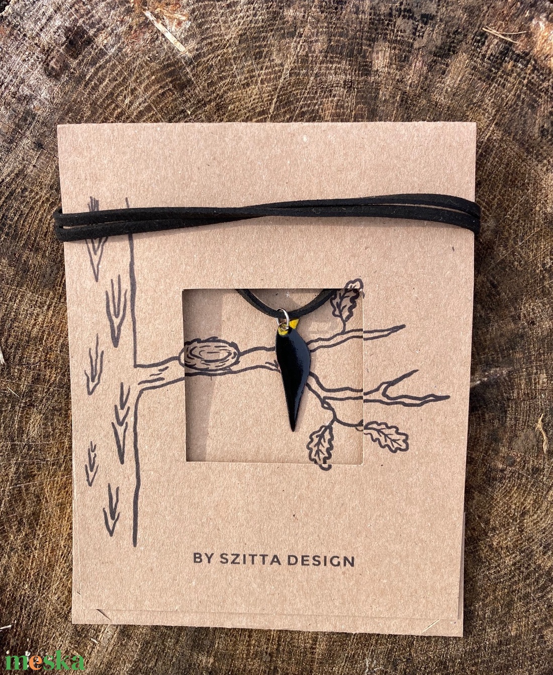 Feketerigó tűzzománc nyaklánc - ékszer - nyaklánc - medálos nyaklánc - Meska.hu