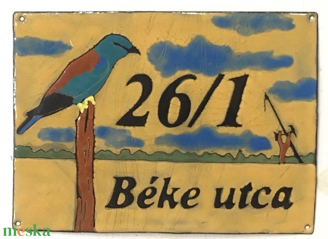 Madaras tűzzománc házszámtábla - otthon & életmód - ház & kert - házszám - Meska.hu