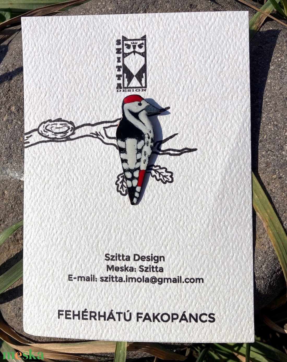 Fehérhátú fakopáncs kitűző - ékszer - kitűző és bross - kitűző - Meska.hu Fehérhátú fakopáncs kitűző - ékszer - kitűző és bross - kitűző - Meska.hu